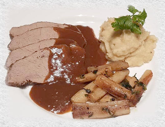 filet de sanglier rôti au salsifis