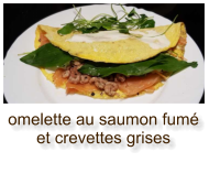 omelette au saumon fumé et crevettes grises