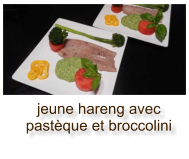 jeune hareng avec pastèque et broccolini
