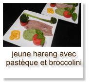 jeune hareng avec pastèque et broccolini