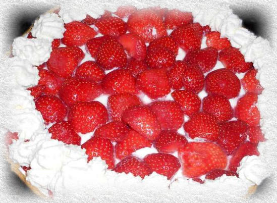 Tarte aux fraises pudding et crème tiramisu