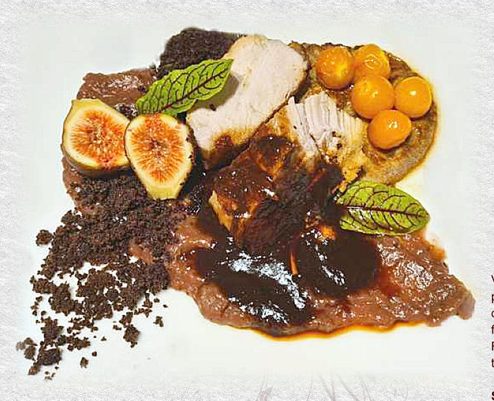 filet de porc à la sauce aux figues et aux physalis