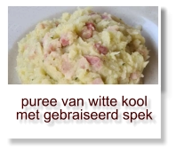 puree van witte kool met gebraiseerd spek