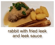 rabbit with fried leek and leek sauce