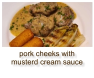 pork cheeks with musterd cream sauce