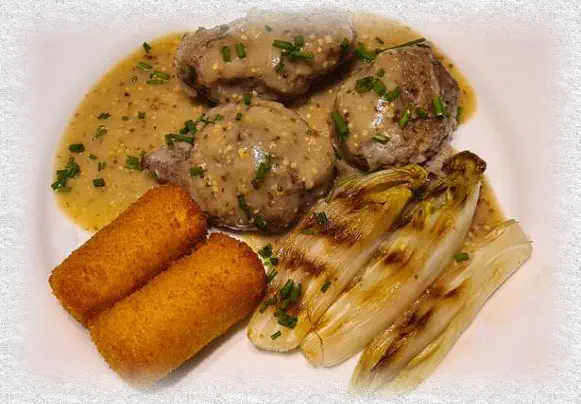 pork cheeks with mustard cream sauce