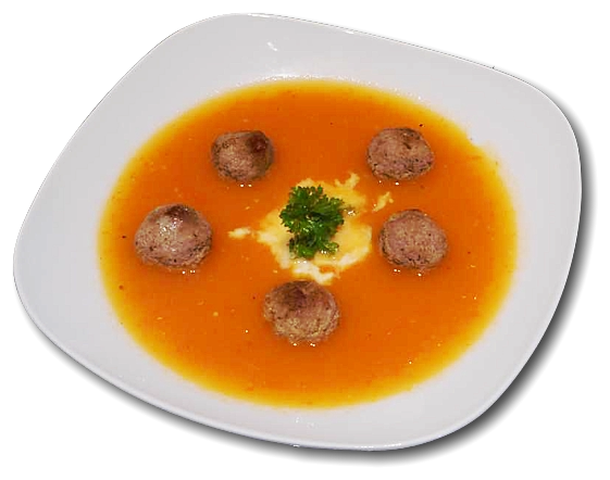 tomato soup with meatballs