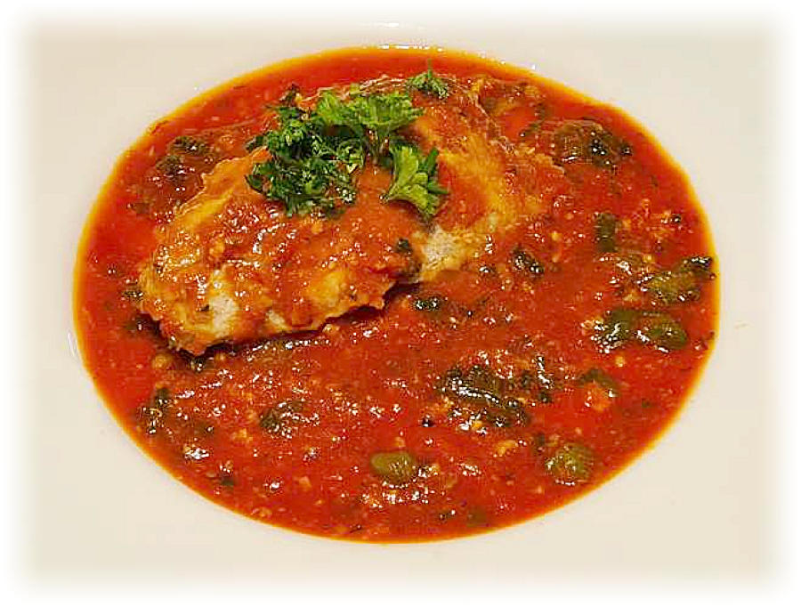 Veal escalope with pizzaiola sauce