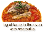 leg of lamb in the oven with ratatouille