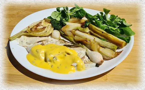 brill with grilled vegetables