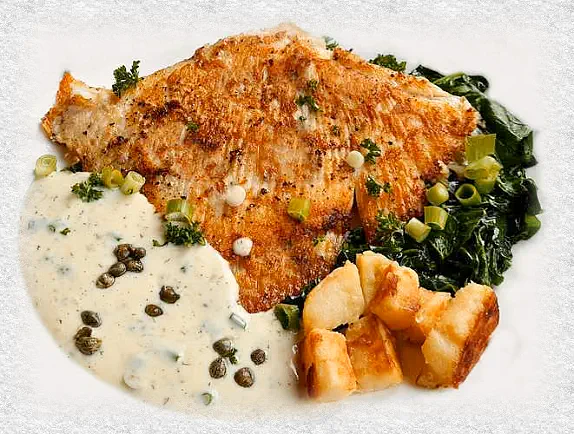 skate wing with caper cream sauce