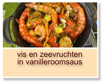 vis en zeevruchten in vanilleroomsaus