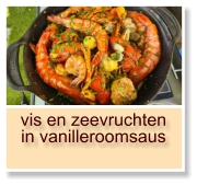 vis en zeevruchten in vanilleroomsaus