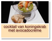 cocktail van koningskrab met avocadocrème