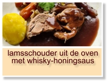 lamsschouder uit de oven met whisky-honingsaus