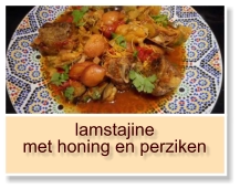 lamstajine met honing en perziken