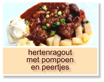 hertenragout met pompoen en peertjes