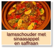 lamsschouder met sinaasappel  en saffraan