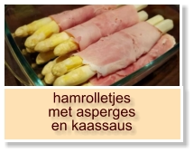 hamrolletjes met asperges en kaassaus