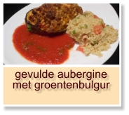 gevulde aubergine met groentenbulgur