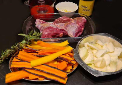 Ingrediënten voor geitenbout in de Römertopf