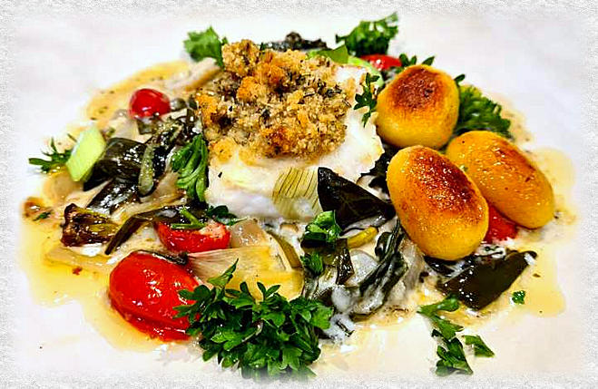 kabeljauw met lamsoor in de oven