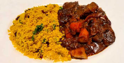 tajine van hert met rode biet en saffraancouscous
