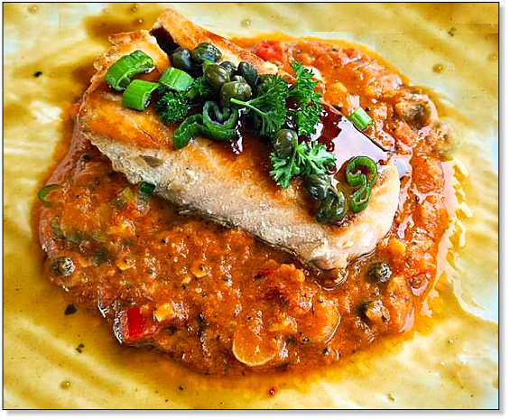 zalm met balsamicoglazuur in tomatenroomsaus