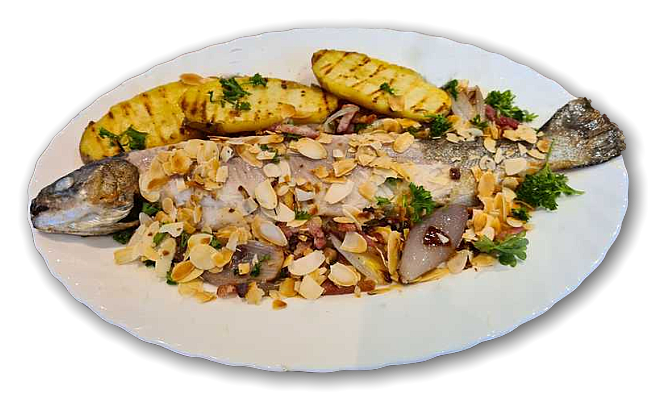 forel met amandelen