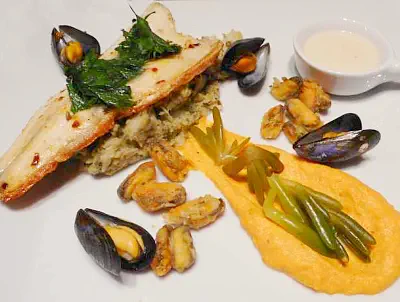 zeebaars met bouchot mosselen