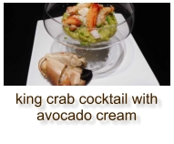 king crab cocktail with avocado cream