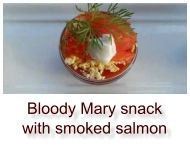 Bloody Mary snack with smoked salmon