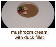 mushroom cream with duck fillet
