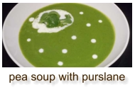 pea soup with purslane
