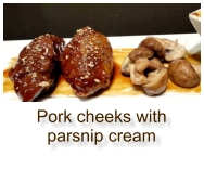 Pork cheeks with parsnip cream