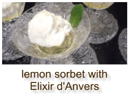 lemon sorbet with Elixir d'Anvers