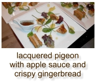 lacquered pigeon with apple sauce and crispy gingerbread