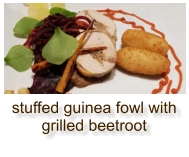 stuffed guinea fowl with grilled beetroot