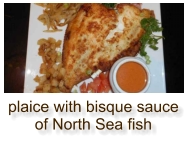 plaice with bisque sauce of North Sea fish