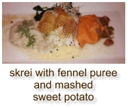 skrei with fennel puree and mashed sweet potato