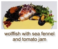 wolffish with sea fennel and tomato jam