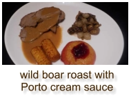 wild boar roast with Porto cream sauce