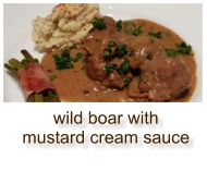 wild boar with mustard cream sauce