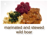 marinated and stewed wild boar