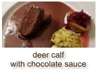 deer calf with chocolate sauce