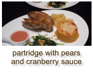 partridge with pears and cranberry sauce