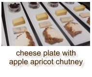 cheese plate with apple apricot chutney