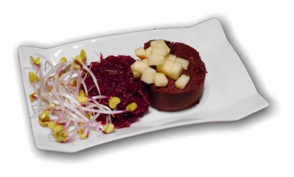 blood sausage with candied red cabbage