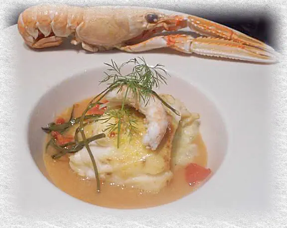 ling with langoustines and sea fennel