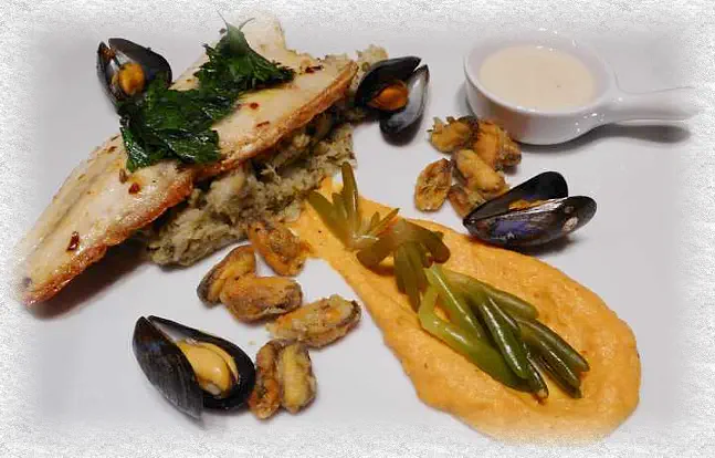 sea bass with bouchot mussels